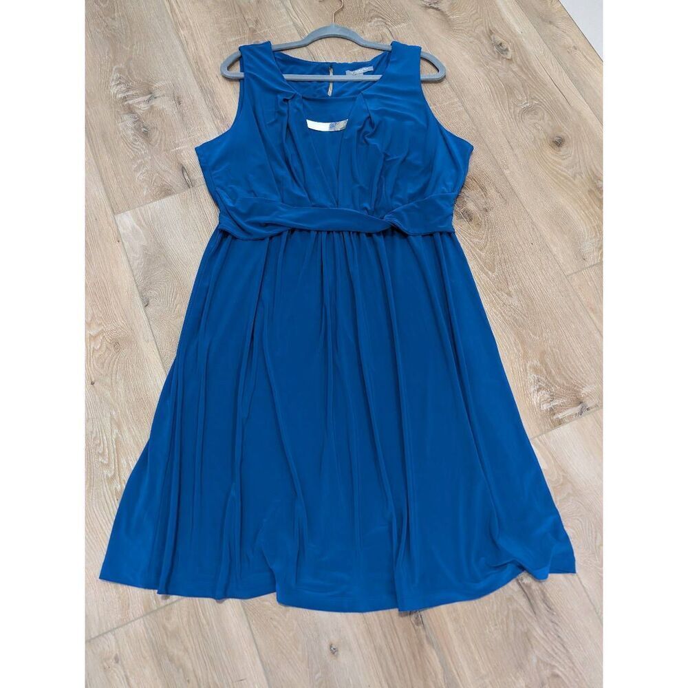 NY Collection Cobalt Blue Fit & Flare A-Line Dress 1X Plus Wedding Office Church
